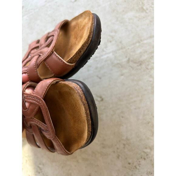 Naot Womens Sz 40 Leather Sandals Brown Slide Comfort Footbed - Picture 4 of 9